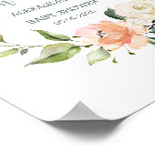 フローラと葉のリースベビーシャワー記号 ポスター (角)