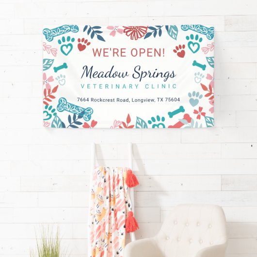 フローラと葉ペットポープリントパターンの再開き 横断幕 (インサイチュ)