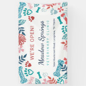 フローラと葉ペットポープリントパターンの再開き 横断幕 (縦)