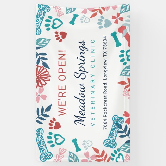 フローラと葉ペットポープリントパターンの再開き 横断幕 (縦)