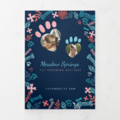 フローラと葉ペットポープリントパターンビジネス 三つ折りカード (カバー)