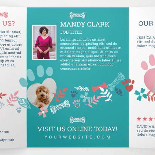 フローラと葉ペットポープリントパターンビジネス 三つ折りカード (内部中)