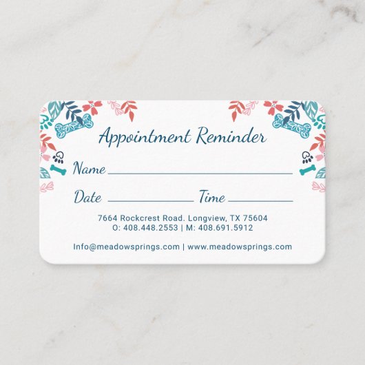 フローラと葉ペットポープリントパターン 予約カード (正面)