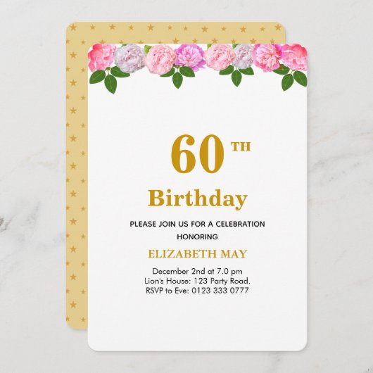 フローラと葉ローレル誕生日40th、60th 招待状 (正面/裏面)