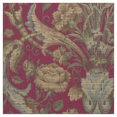 フローラと葉物模倣織り模様 ファブリック (クローズアップ)