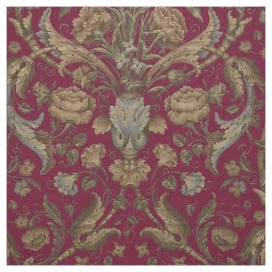 フローラと葉物模倣織り模様 ファブリック (見本)