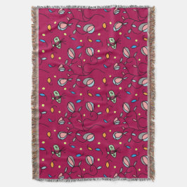 フローラと蝶のシおもしろいームレスピンクのパターン スローブランケット