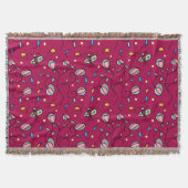 フローラと蝶のシおもしろいームレスピンクのパターン スローブランケット (正面)