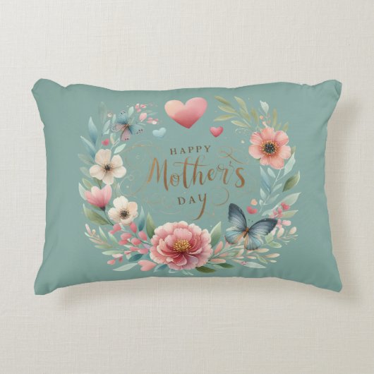 フローラと蝶の幸せな母の日 アクセントクッション (正面)