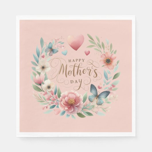 フローラと蝶の幸せな母の日 スタンダードランチョンナプキン (正面)