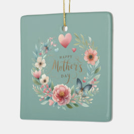 フローラと蝶の幸せな母の日 セラミックオーナメント