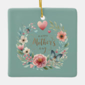 フローラと蝶の幸せな母の日 セラミックオーナメント (正面)
