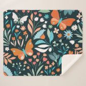 フローラと蝶、装飾シームレスパター シェルパブランケット (正面(横))