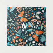 フローラと蝶、装飾シームレスパター タペストリー (正面(横))