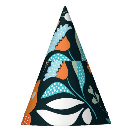 フローラと蝶、装飾シームレスパター パーティーハット (正面)