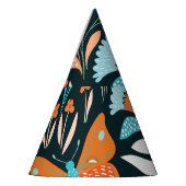 フローラと蝶、装飾シームレスパター パーティーハット (左)