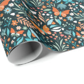 フローラと蝶、装飾シームレスパター ラッピングペーパー (ロールコーナー)