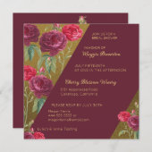 フローラと金ゴールドのブライダルシャワーへの招待 招待状 (正面/裏面)