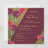 フローラと金ゴールドのブライダルシャワーへの招待 招待状 (正面)