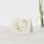 フローラと金ゴールドフレームの葉 サンキューカード (正面)