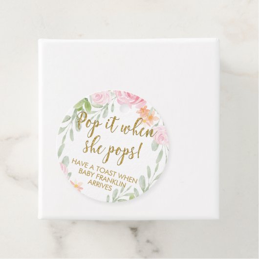 フローラと金ゴールドポップ・アートのグリッター彼女がポップ フェイバータグ (インサイチュ)