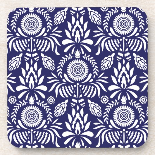 フローラと魅力的なシームレスなパターンがかわいい コースター (正面)