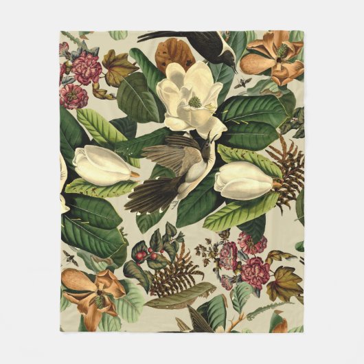 フローラと鳥の二十一の二 フリースブランケット (正面)