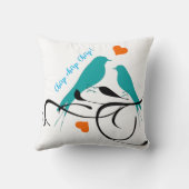 フローラと鳥の止まり飲み込みハート クッション (裏面)