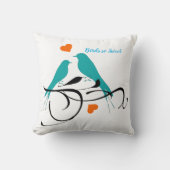 フローラと鳥の止まり飲み込みハート クッション (正面)