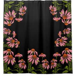 フローラと黒 シャワーカーテン
