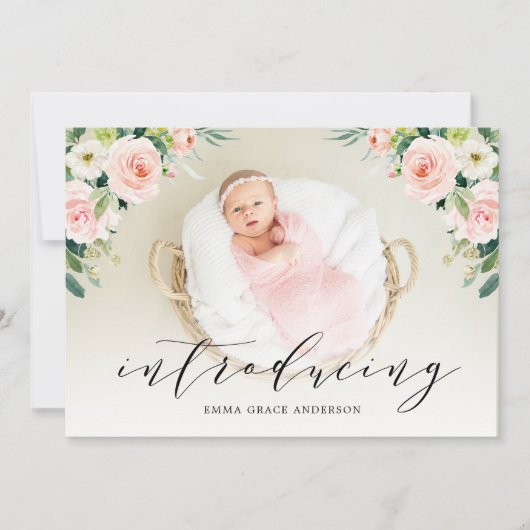フローラについてBaby Girl Birth Announcements 招待状 (正面)