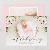 フローラについてBaby Girl Birth Announcements 招待状 (正面/裏面)