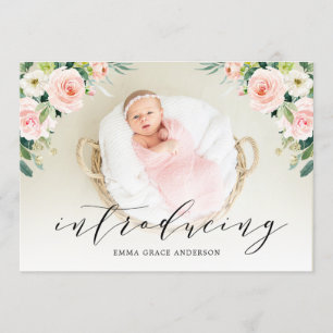 フローラについてBaby Girl Birth Announcements 招待状