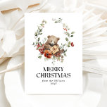 フローラのエレガント伝統的な水色メリークリスマス シーズンカード<br><div class="desc">冬のワンダーラエレガントウォータカラーメリークリスマスホリデーカード</div>