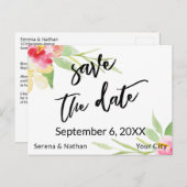 フローラのカジュアル水彩手書き日付の保存 案内ポストカード (正面/裏面)