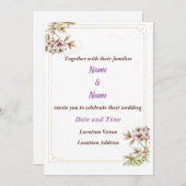 フローラのカスタマイズ可能結婚式招待状 招待状 (正面/裏面)