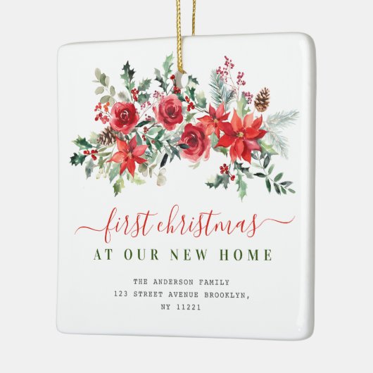 フローラのクリスマスの新しい住所 セラミックオーナメント (左)