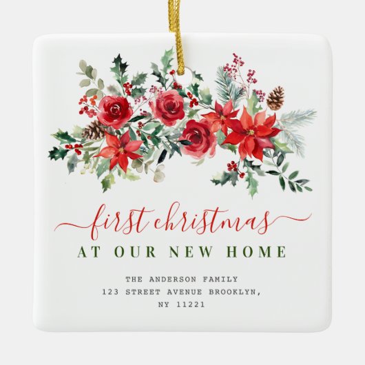 フローラのクリスマスの新しい住所 セラミックオーナメント (正面)