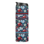 フローラのクリスマスハートを赤と緑 タンブラー (回転右)