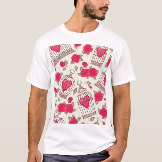 フローラのケージバラパターン Tシャツ (正面)