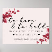 フローラのサインを持って保持するピンク結婚色 ポスター (正面)