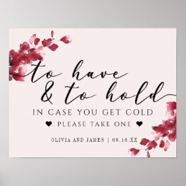 フローラのサインを持って保持するピンク結婚色 ポスター