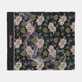 フローラのシームレスなパターンパーソナライズされたカラフル名 フリースブランケット (正面(横))