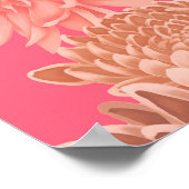 フローラのシームレスなパターン庭園花ピンクの牡丹 ポスター (角)