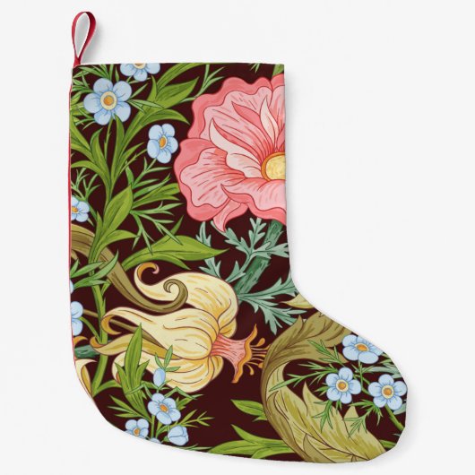 フローラのシームレスなパターン、背景、インアートノー スモールクリスマスストッキング (正面)