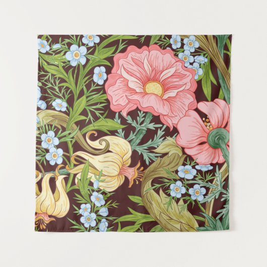 フローラのシームレスなパターン、背景、インアートノー タペストリー (正面)