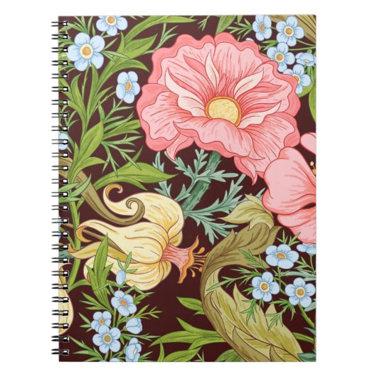 フローラのシームレスなパターン、背景(In art no) ノートブック (正面)