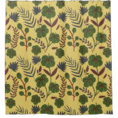 フローラのシームレスな模様の花と蝶 シャワーカーテン (正面)