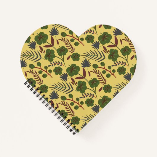 フローラのシームレスな模様の花と蝶 ノートブック (正面)