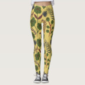 フローラのシームレスな模様の花と蝶 レギンス (正面)